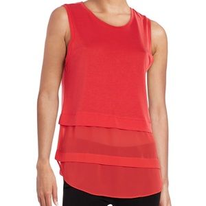 Michael Kors Red Coral Contrast Hem Tank Top